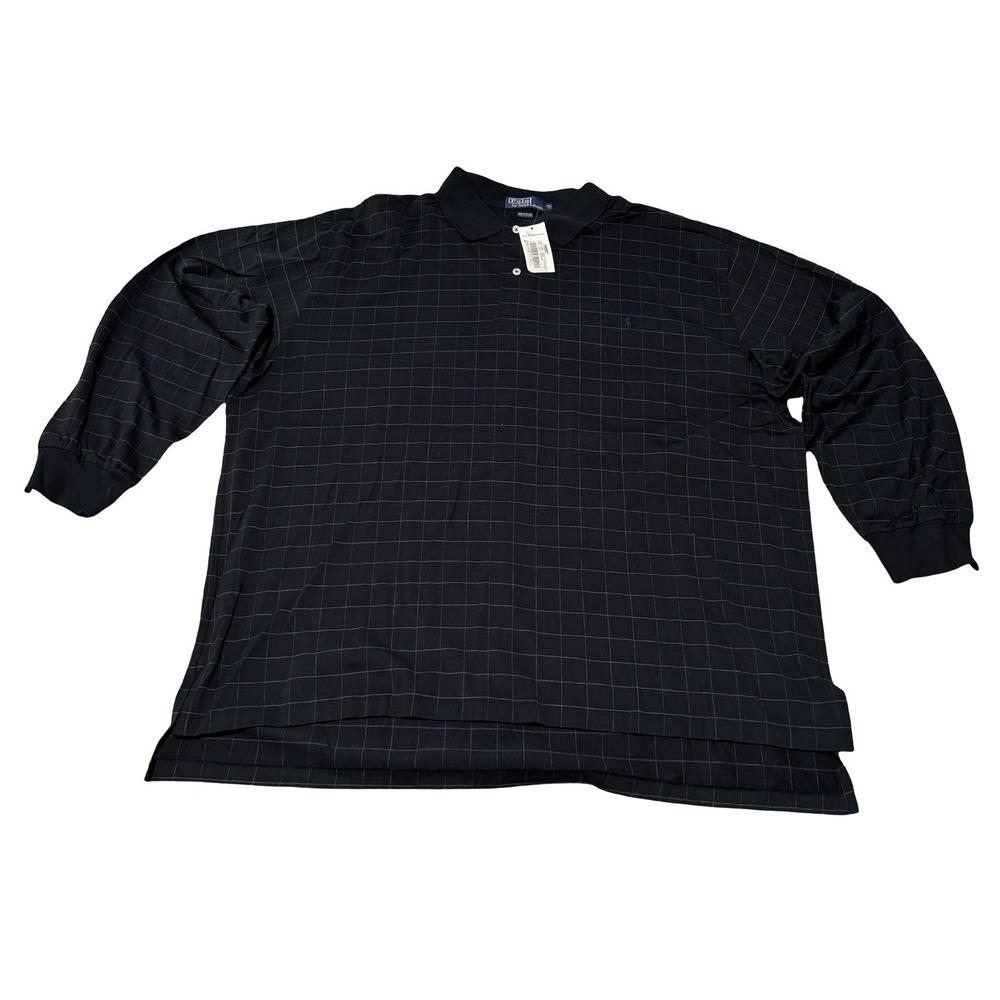 NWT‎ Vintage Polo Ralph Lauren Windowpane Long Sleeve Polo Shirt 2XL 29 x 34